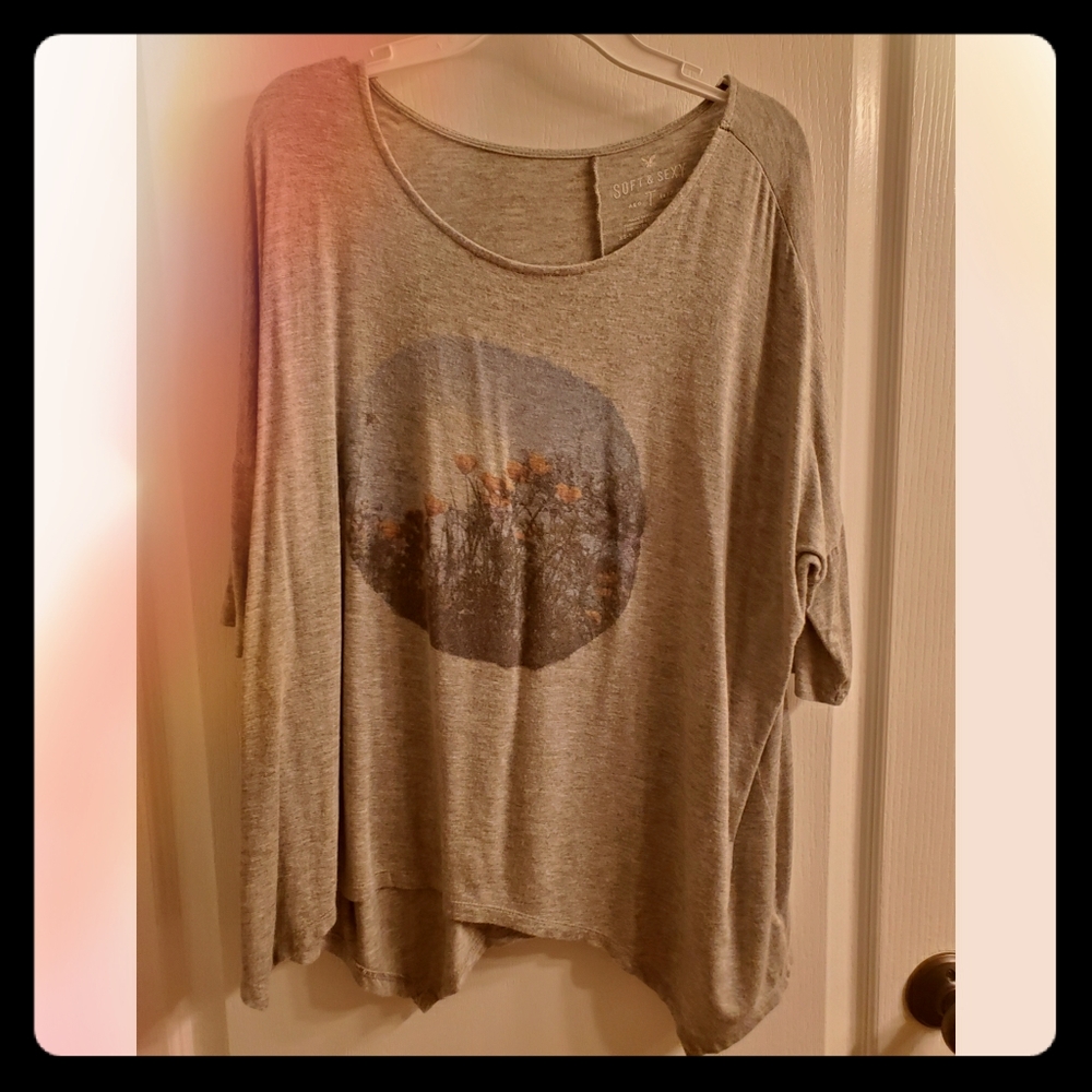 AEO gray dolman top
